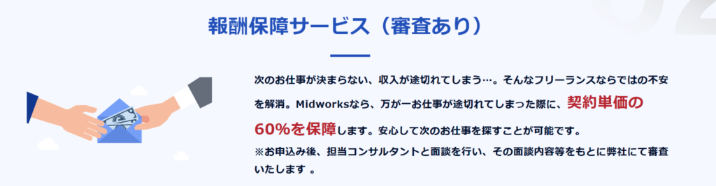 Midworksの報酬保障サービス(契約単価の60%を保障、審査あり)